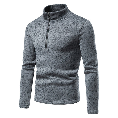 Herren Feinstrick-Halbzip-Pullover mit Stehkragen und melierter Struktur Nord Taschen