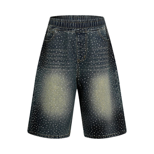 Damen hochgeschnittene Denim-Culotte-Shorts mit Komfortbund und dezentem Punktmuster Nord Taschen