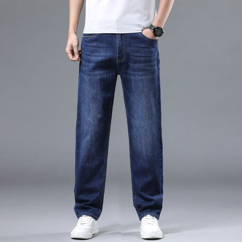 Herren Extraweite Denim-Baggy-Jeans mit geradem Bein & soften Waschungen Nord Taschen