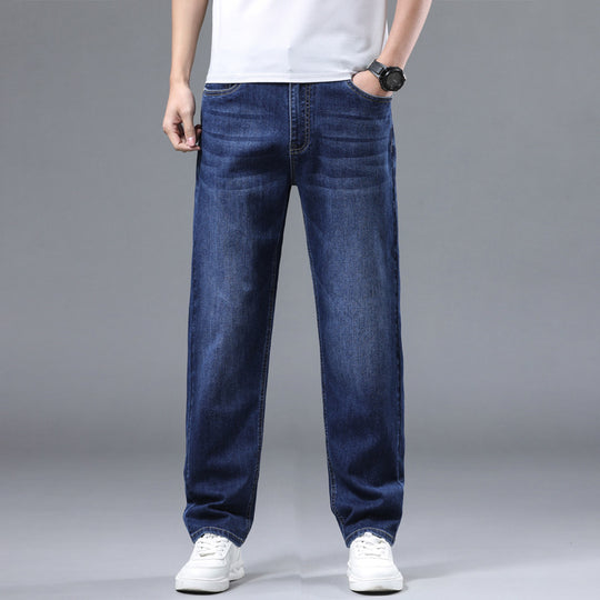 Herren Extraweite Denim-Baggy-Jeans mit geradem Bein & soften Waschungen Nord Taschen
