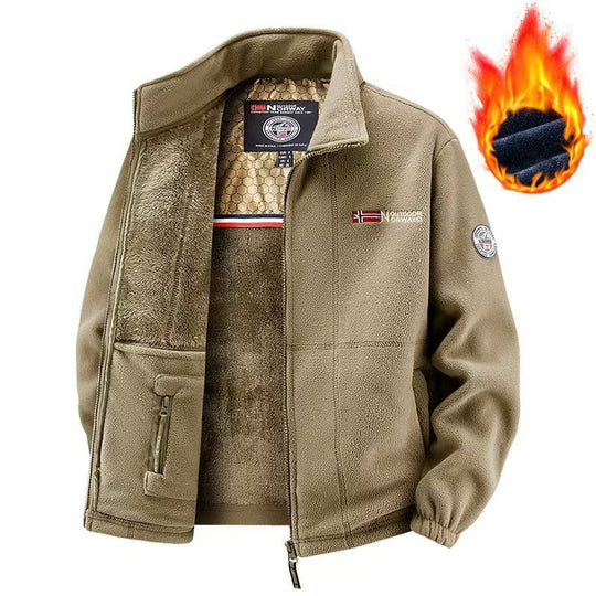 Herren Polar-Fleece Thermo-Outdoorjacke mit Teddy-Innenfutter und Stehkragen Nord Taschen