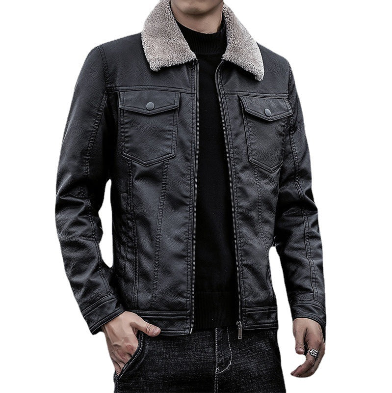 Herren Pilotenblouson aus Lederoptik mit Teddykragen und Utility‑Details Nord Taschen