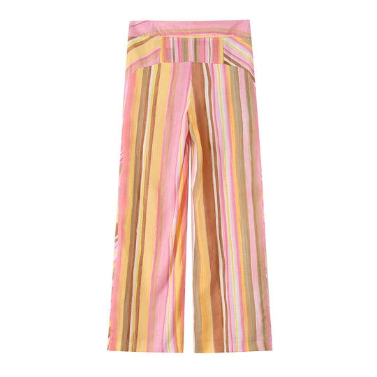 Damen 50+ hochtaillierte weite Palazzo‑Hose mit vertikalem Streifenmuster Nord Taschen