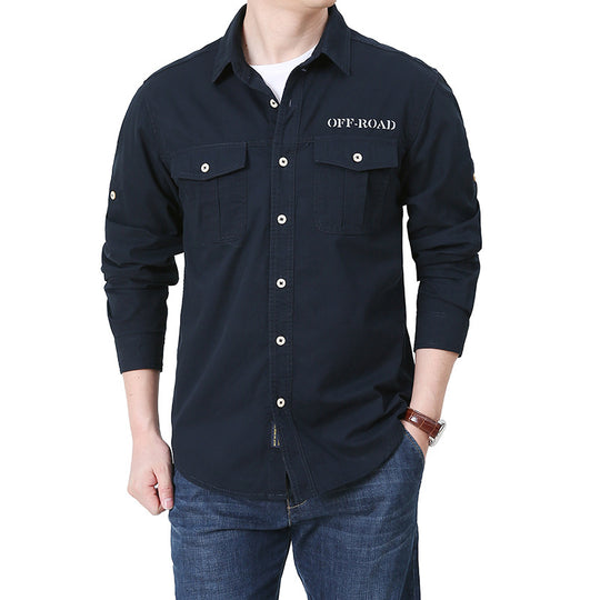 Herren robustes Overshirt aus Baumwoll-Canvas mit Brustpattentaschen Nord Taschen
