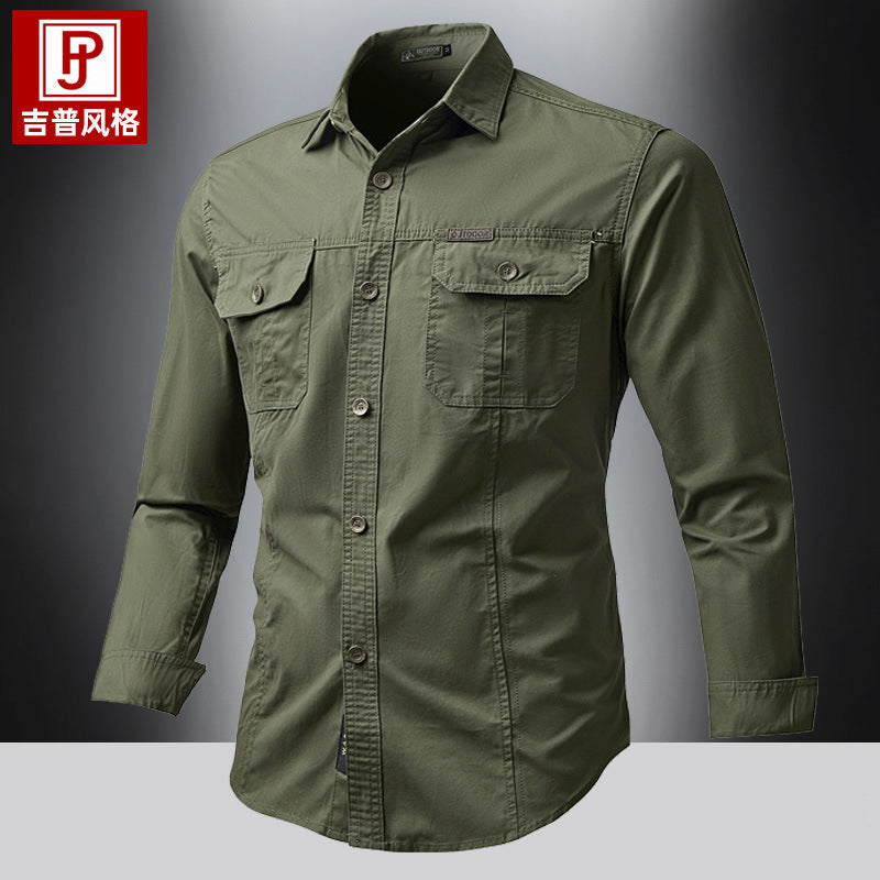 Herren  Hemdjacke aus robustem Baumwoll-Twill mit verstärkten Brusttaschen Nord Taschen