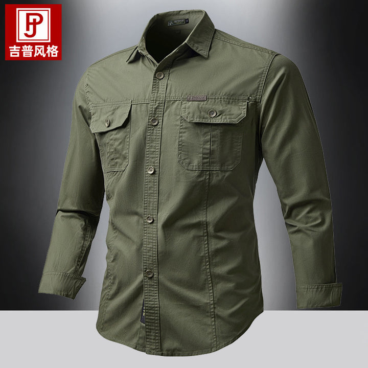Herren  Hemdjacke aus robustem Baumwoll-Twill mit verstärkten Brusttaschen Nord Taschen