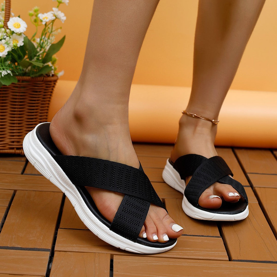 Damen Atmungsaktive und elegante Schlüpfsandalen mit Kreuzband-Wickeldesign Nord Taschen