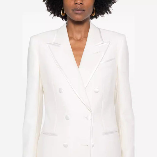 Damen Doppelreihiges Longblazer‑Hosenanzug mit Marlene‑Weitbeinhose und schlanker Silhouette Nord Taschen