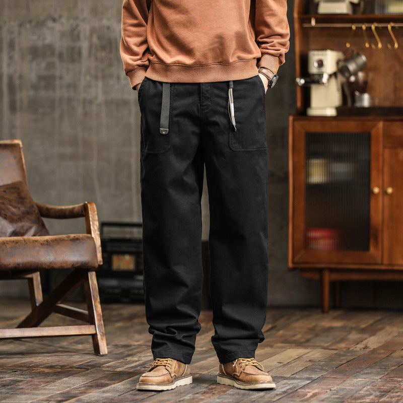 Herren Lockere Canvas-Cargohose mit Tunnelzugbund und aufgesetzten Fronttaschen Nord Taschen