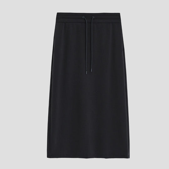 Damen Jersey-Midirock mit elastischem Tunnelzugbund und geradem Fall Nord Taschen