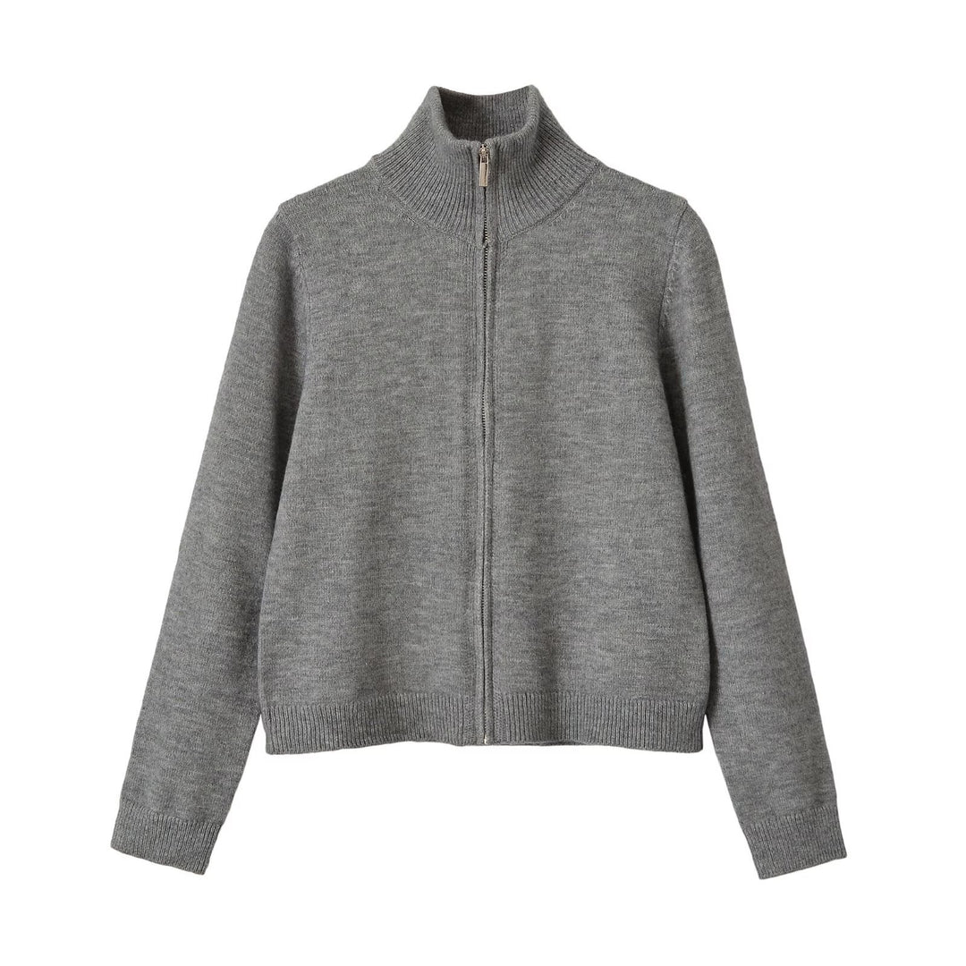 Damen Feinstrick-Zipcardigan mit hohem Stehkragen Nord Taschen