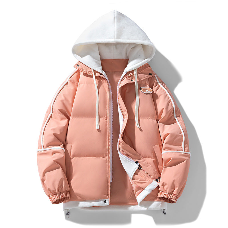 Damen Kurz geschnittene Steppjacke mit kontrastierender Fleece‑Kapuze und Kordelzug Nord Taschen