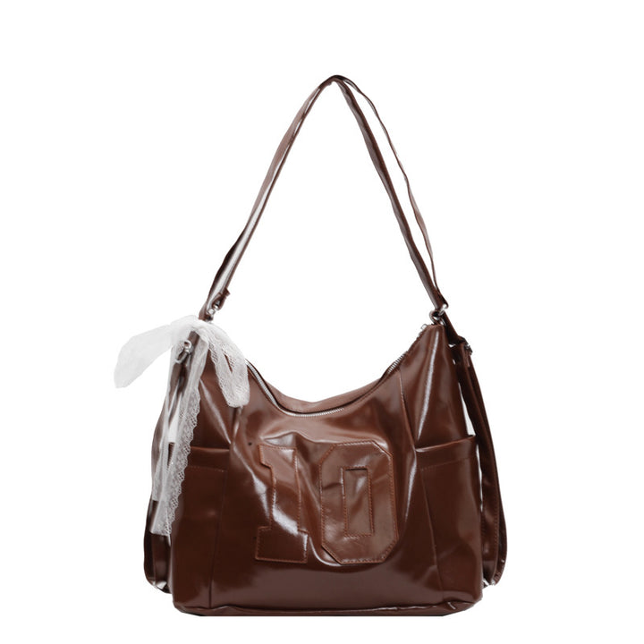 Damen Hobo-Tasche mit glänzendem Obermaterial und dekorativem Kordelzug Nord Taschen