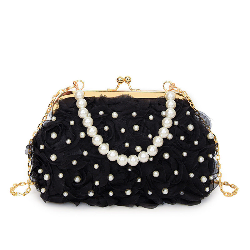Damen Clutch-Tasche mit floralem Design und Perlenverzierung Nord Taschen