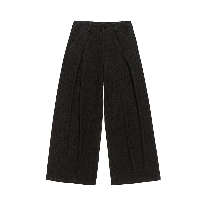 Damen Weite Culotte-Hose mit Bundfalten und hoher Taille Nord Taschen