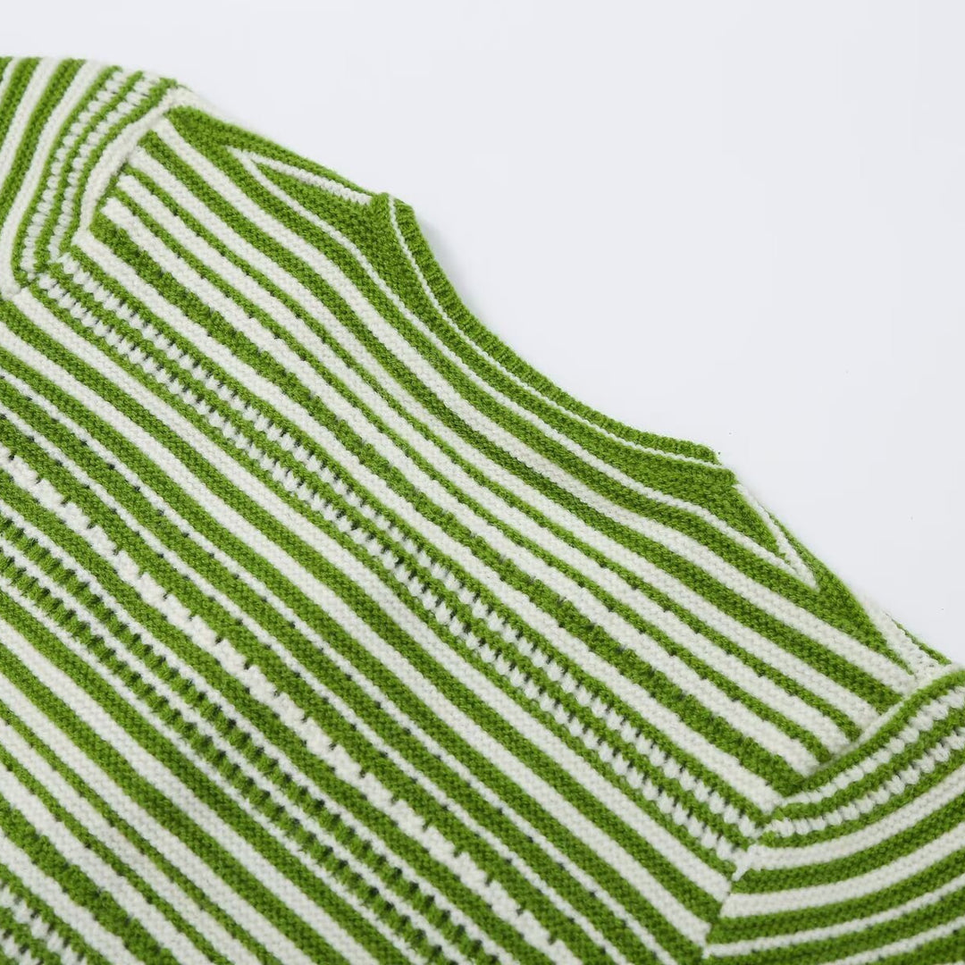 Damen Strukturierter Streifen-Feinstrickcardigan mit Zierknöpfen Nord Taschen