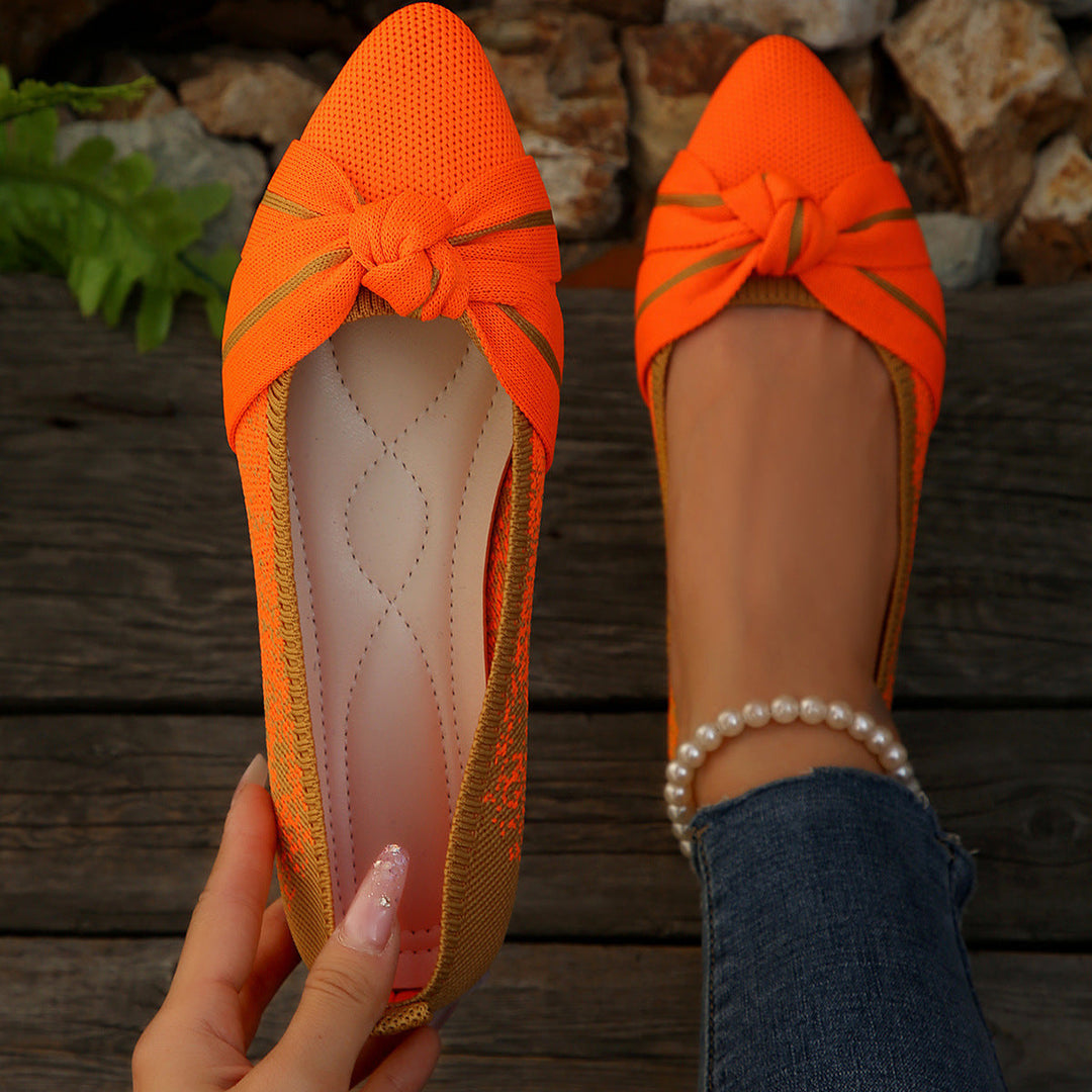 Damen modische Ballerinas mit flexiblem Fußbett und eleganter Schleifenverzierung