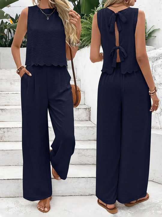 Damen Lässiger Jumpsuit mit elegantem Rückenausschnitt und weitem Bein