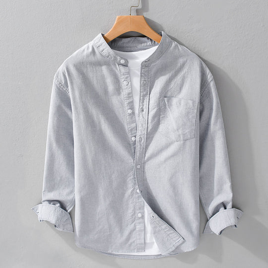 Herren Stehkragen-Overshirt aus Baumwollmix mit tonaler Brusttasche und Soft‑Touch Nord Taschen