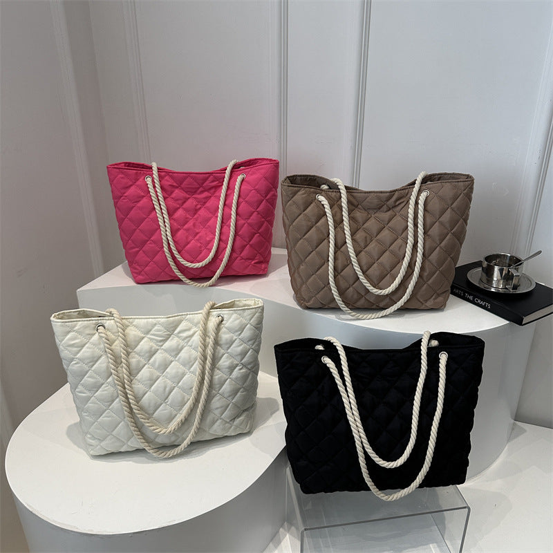 Damen modische Shopper-Tasche mit geflochtener Kordel Nord Taschen