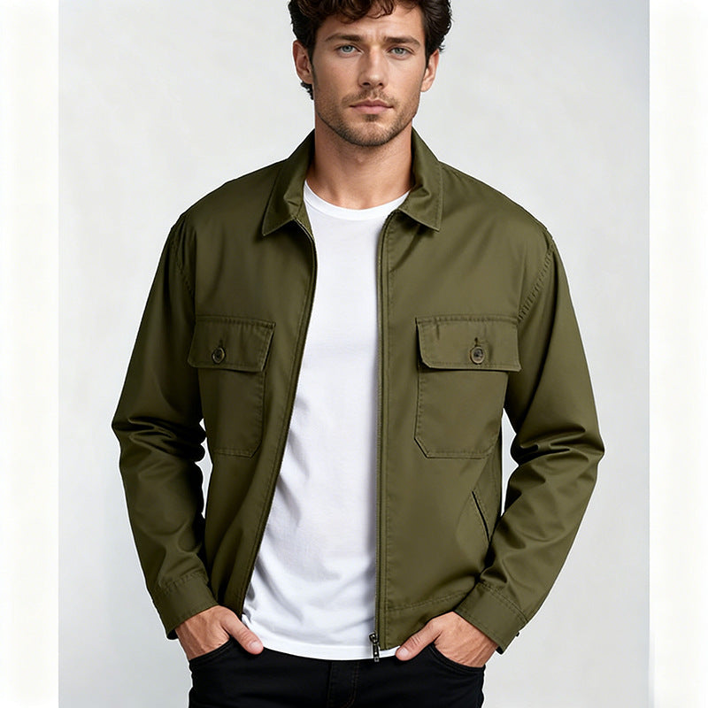 Herren Overshirt im Workwear-Stil mit durchgehendem Reißverschluss und aufgesetzten Brusttaschen Nord Taschen