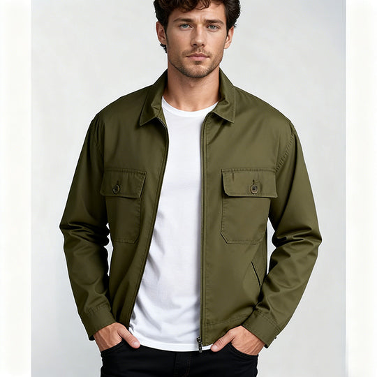 Herren Overshirt im Workwear-Stil mit durchgehendem Reißverschluss und aufgesetzten Brusttaschen Nord Taschen