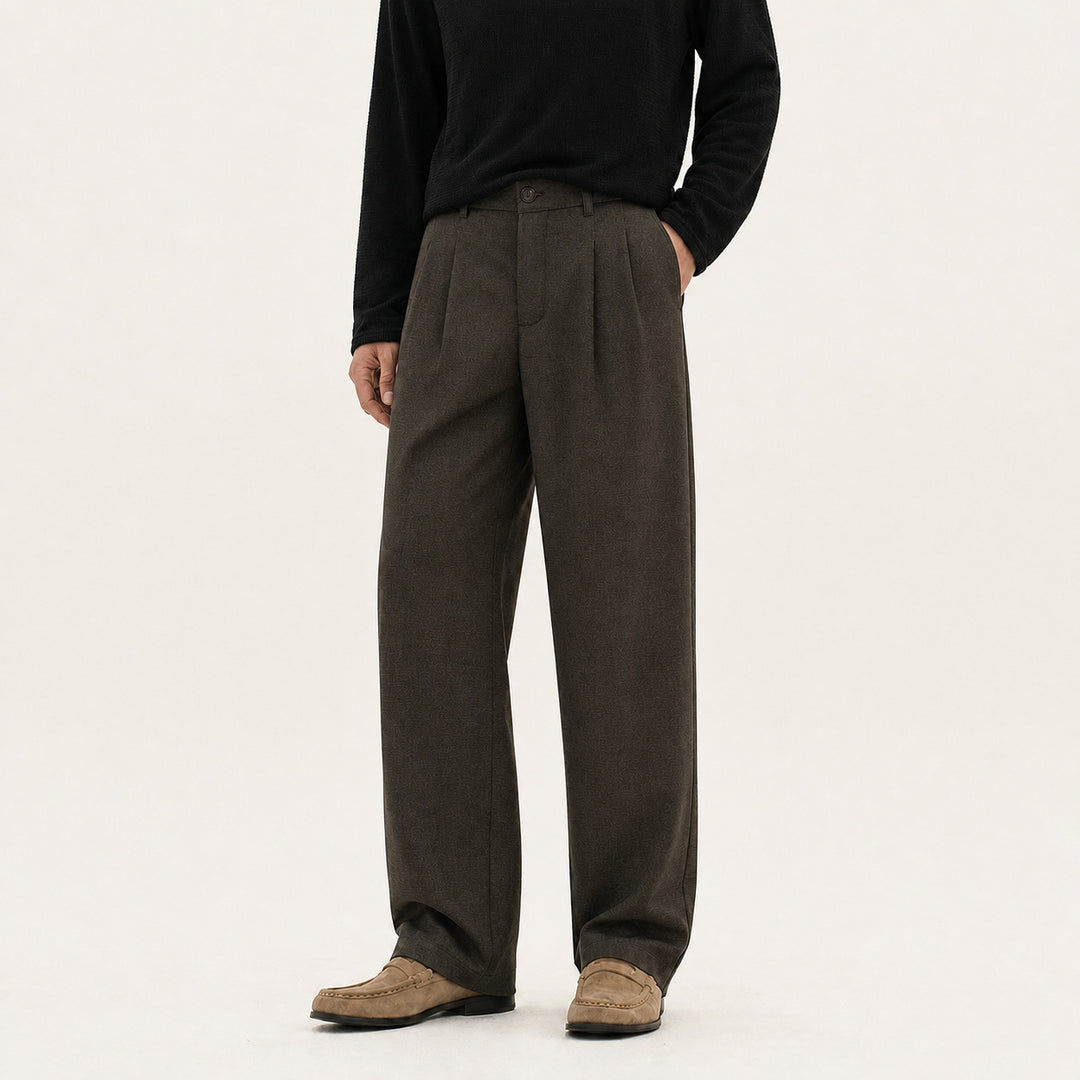 Herren Weite Bundfalten-Hose aus Wollmischung mit weitem Bein Nord Taschen