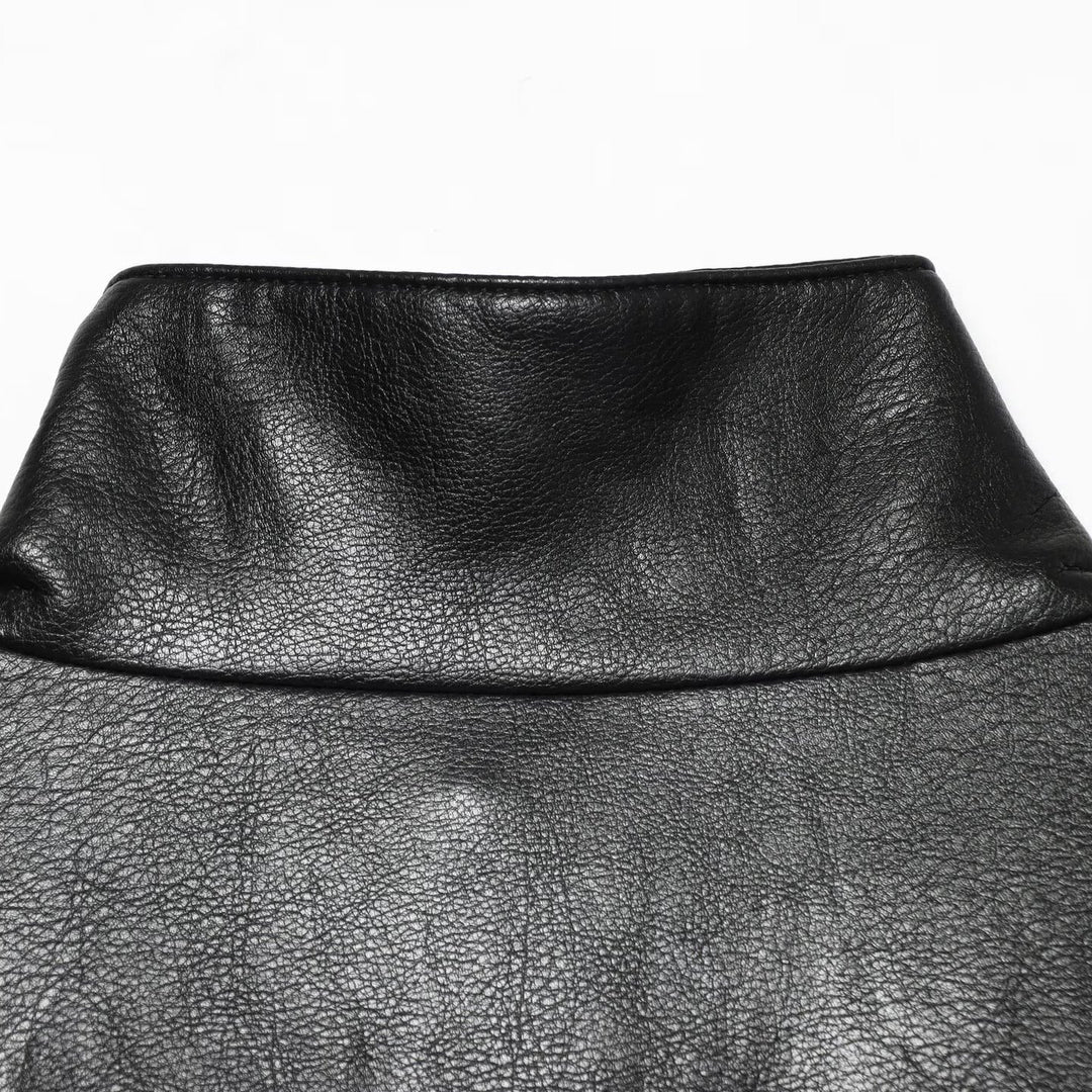 Damen Kurze Kunstleder‑Bomberjacke mit hohem Funnelkragen und elastischem Saum Nord Taschen