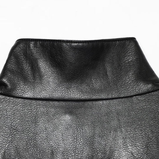 Damen Kurze Kunstleder‑Bomberjacke mit hohem Funnelkragen und elastischem Saum Nord Taschen