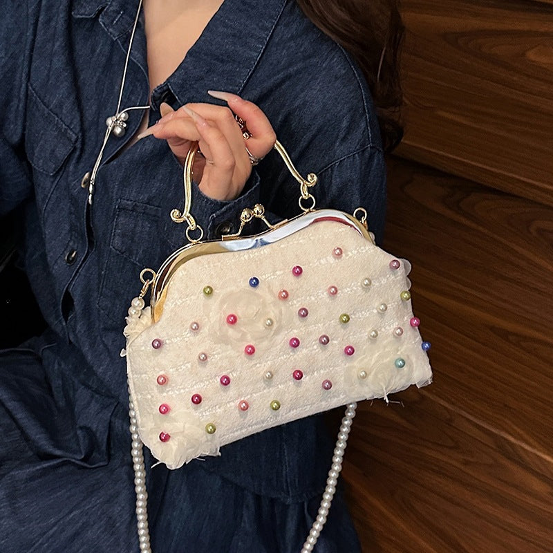 Damen modische Clutch mit Perlenschmuck Nord Taschen