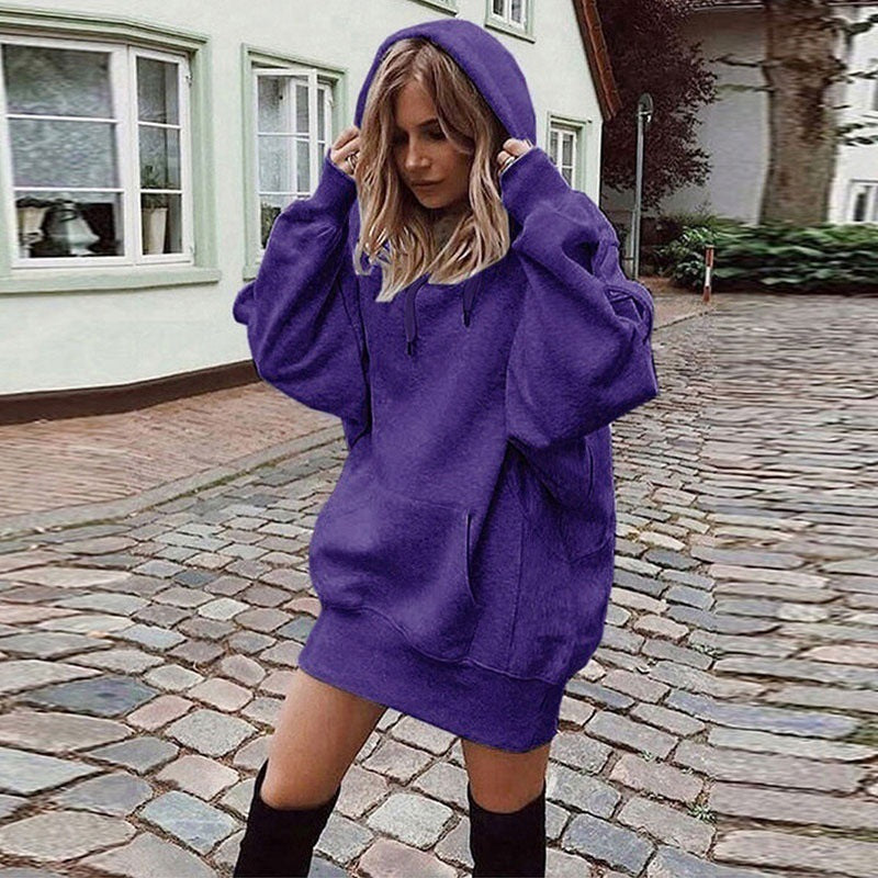 Damen Oversize Kapuzenkleid mit Kängurutasche Nord Taschen