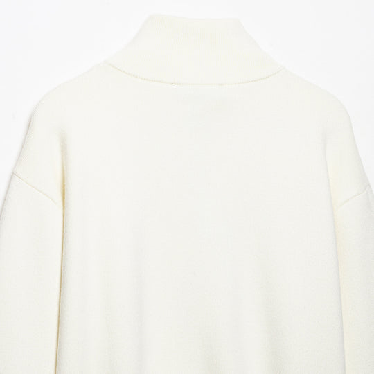 Damen Cropped Oversize-Strickpullover mit halbem Metallreißverschluss und Funnelkragen Nord Taschen
