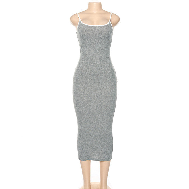 Damen Figurbetontes Maxikleid mit Spaghettiträgern und feinem Stretch