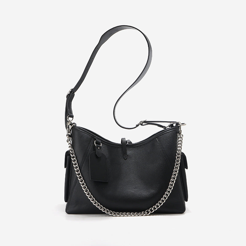 Damen Schultertasche aus hochwertigem Leder mit stilvollem Kettenschulterriemen Nord Taschen
