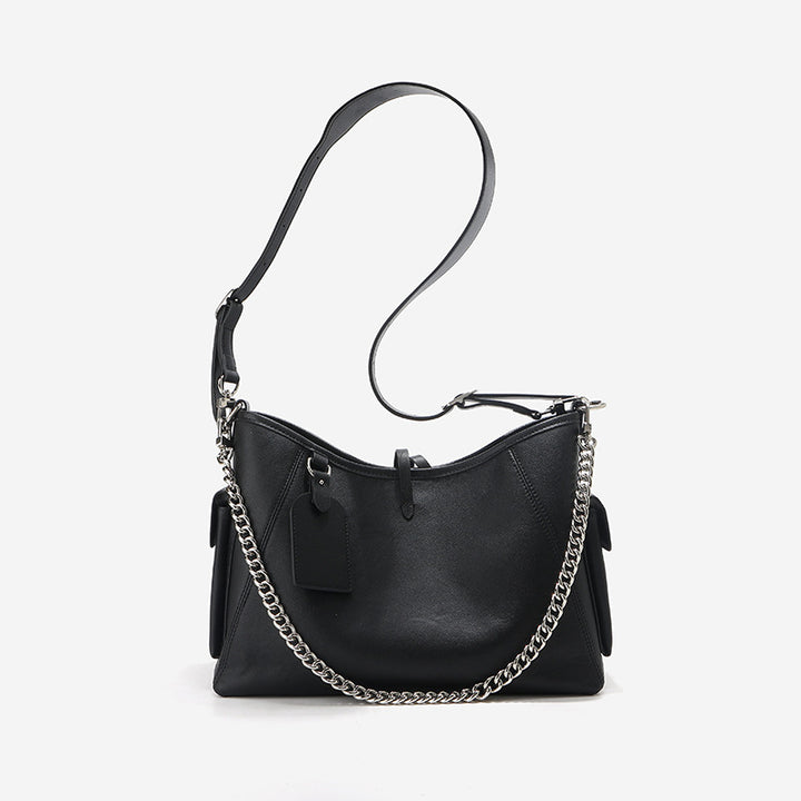 Damen Schultertasche aus hochwertigem Leder mit stilvollem Kettenschulterriemen Nord Taschen