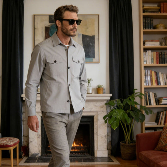 Herren Hemdjacke mit Pattentaschen und leichter Baumwollmischung Nord Taschen