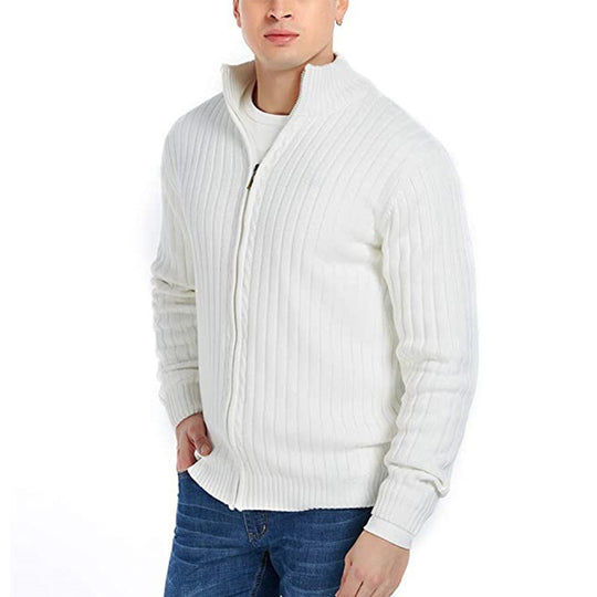 Herren Feinstrick-Cardigan mit durchgehendem Reißverschluss, Stehkragen und markanter Rippenstruktur Nord Taschen
