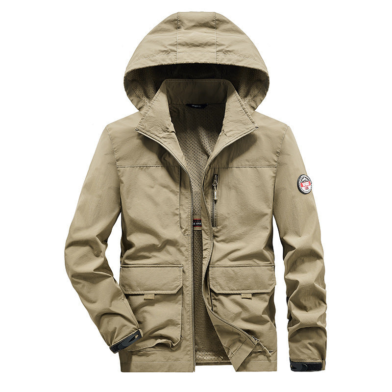 Herren Ultraleichte Kapuzen-Fieldjacke mit Mesh-Innenfutter und Mehrfach-Taschen Nord Taschen
