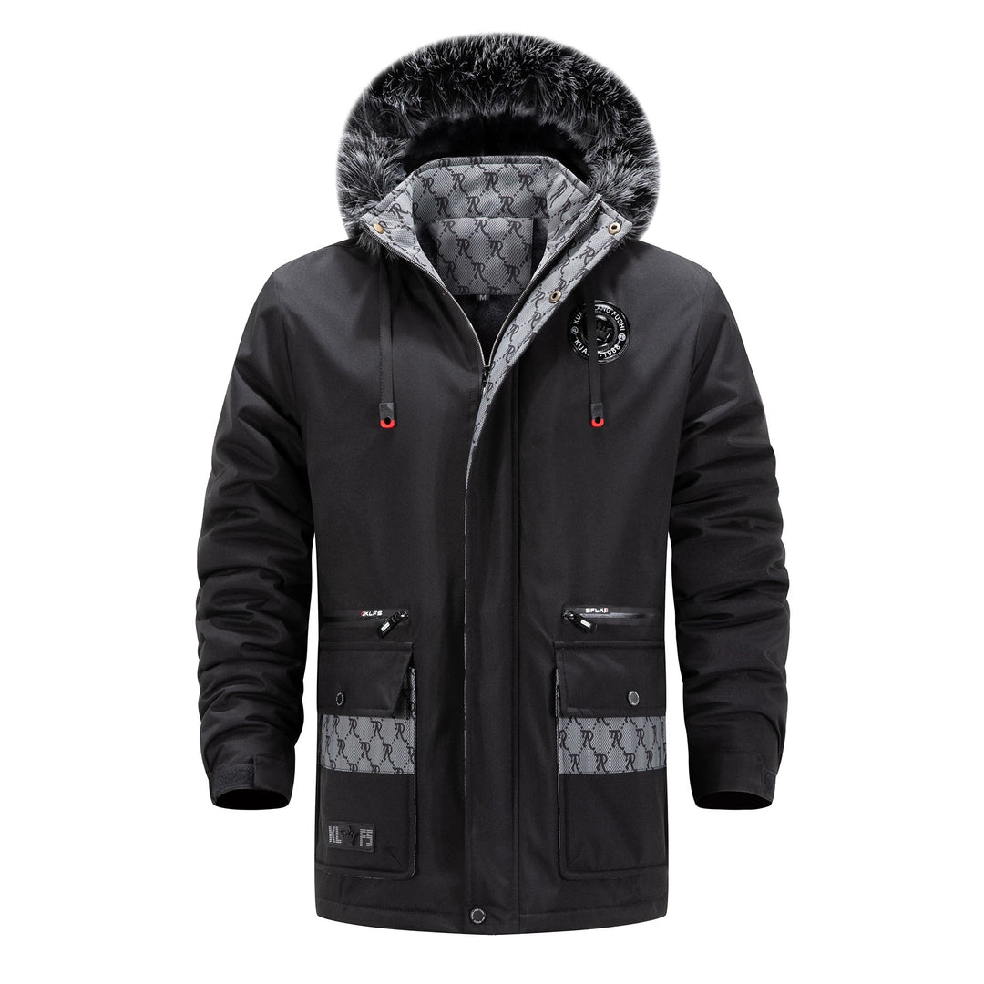 Herren Langer Thermo-Parka mit Kapuze, Logo-Innenfutter und Multifunktions-Taschen Nord Taschen