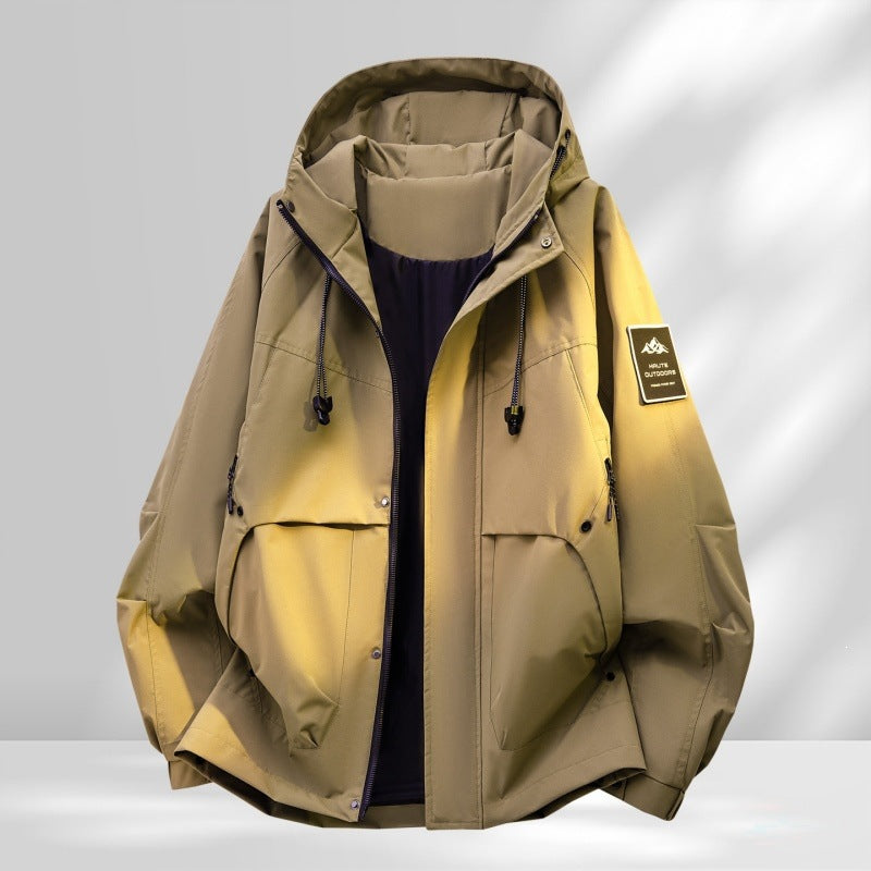 Herren Oversize-Utility-Outdoorjacke mit Kapuze, wattierter Innenlage & Multifunktionstaschen Nord Taschen
