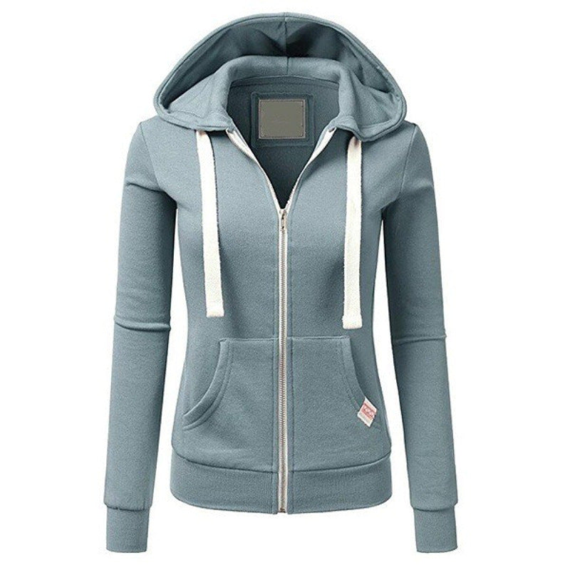 Damen Kapuzenjacke mit Reißverschluss taillierter Sweatshirt-Hoodie aus Baumwollmischung Nord Taschen