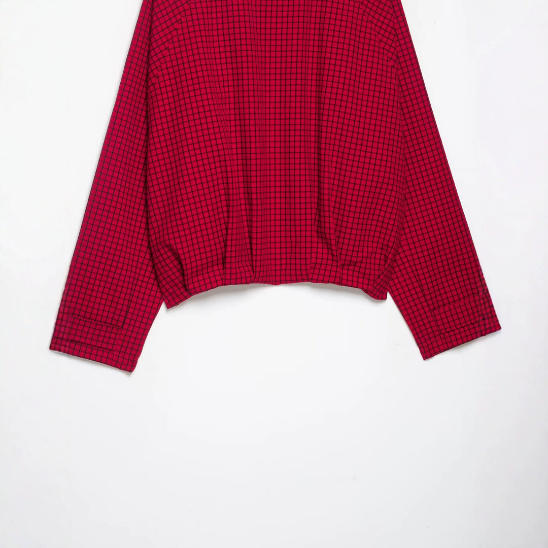 Damen Cropped Übergangsjacke mit hohem Funnelkragen, Karomuster und elastischem Saum Nord Taschen