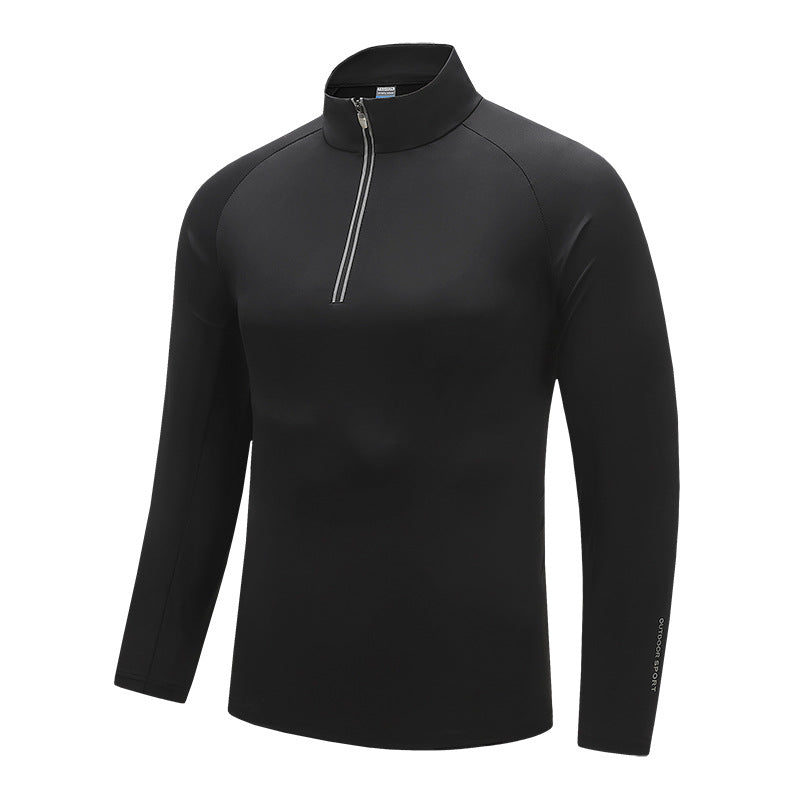 Herren atmungsaktives Langarm-Sportshirt mit UV-Schutz und Reißverschlusskragen Nord Taschen