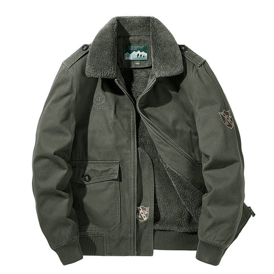 Herren Multifunktions-Pilotenjacke mit Sherpa-Futter, gesteppter Innenlage und aufgesetzten Pattentaschen Nord Taschen