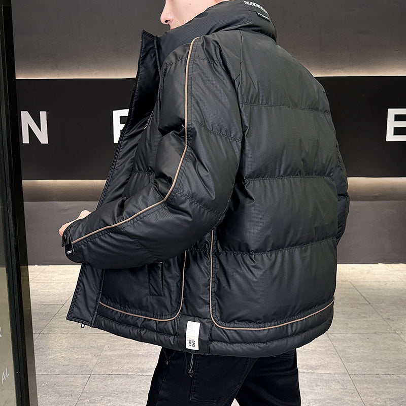 Herren Wattierte Steppjacke mit hohem Kragen, Druckknopfblende & kontrastierendem Seitenstreifen Nord Taschen
