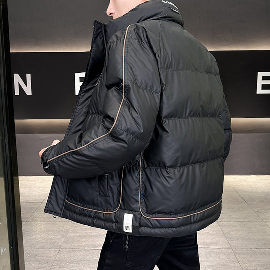 Herren Wattierte Steppjacke mit hohem Kragen, Druckknopfblende & kontrastierendem Seitenstreifen Nord Taschen