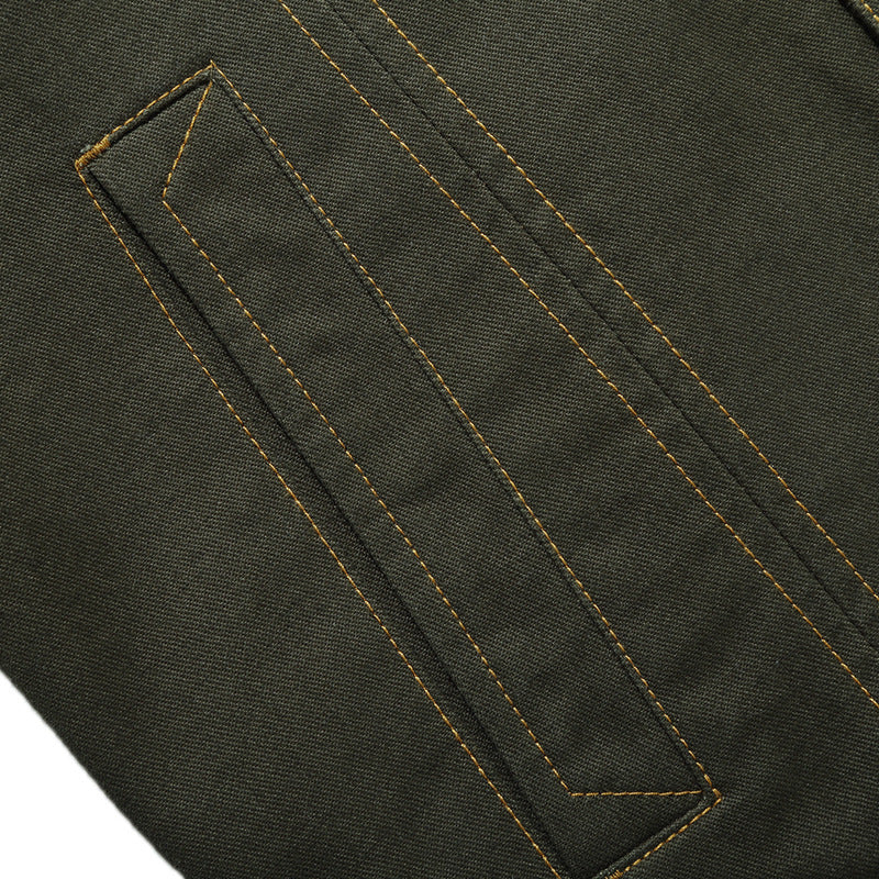 Herren Military‑inspirierte Canvas‑Fieldjacke mit kontrastierenden Ziernähten und Brustklappen Nord Taschen