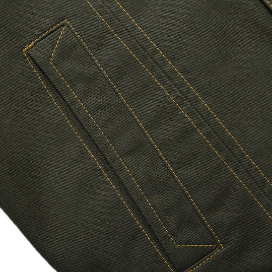 Herren Military‑inspirierte Canvas‑Fieldjacke mit kontrastierenden Ziernähten und Brustklappen Nord Taschen