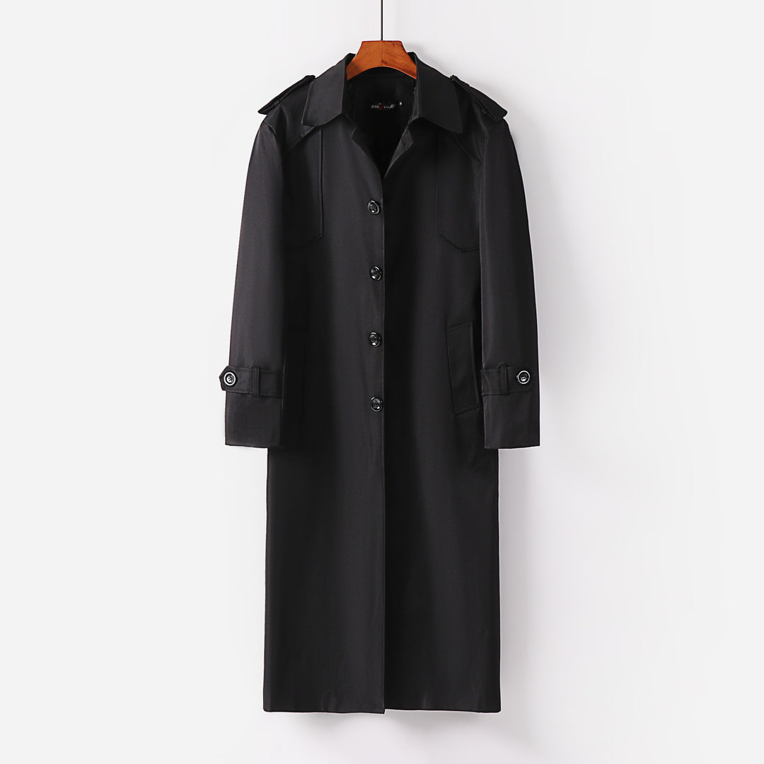 Damen Langer klassischer Trenchcoat mit Schulterpatten, Knopfverschluss und verstellbaren Manschetten Nord Taschen