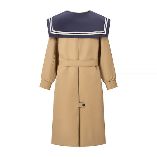 Damen Trenchcoat mit übergroßem Matrosenkragen, Taillengürtel und verdeckter Knopfleiste Nord Taschen